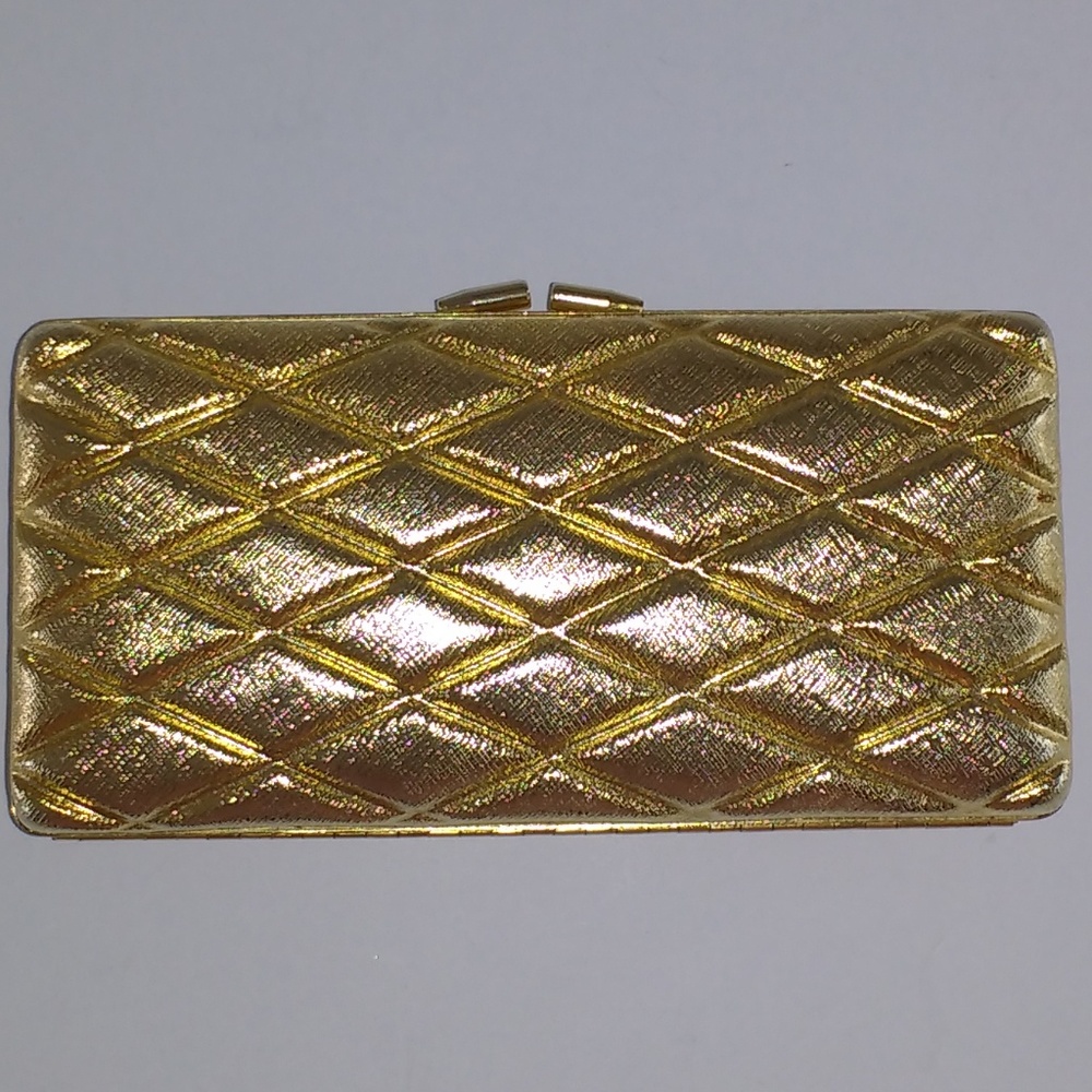 *Fabrizio Verniani gold-tone metal hard case crystal clutch - Picture 3 of 8